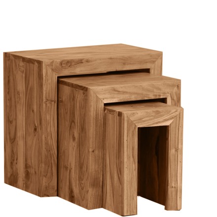 MINIMAL 45-35-25 SIDE TABLE SET 3ΤΕΜ ΚΑΡΥΔΙ 45-35-25x30-28-25xH45-37-30cm