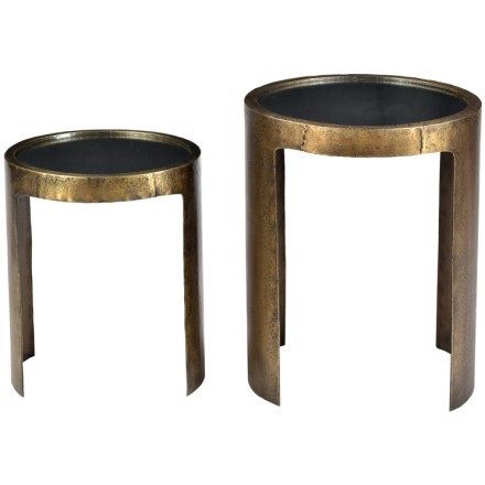 NEW WAVE SIDE TABLE SET 2ΤΕΜ ΚΑΘΡΕΠΤΗΣ BRASS ANTIQUE D41-34xH52-41cm