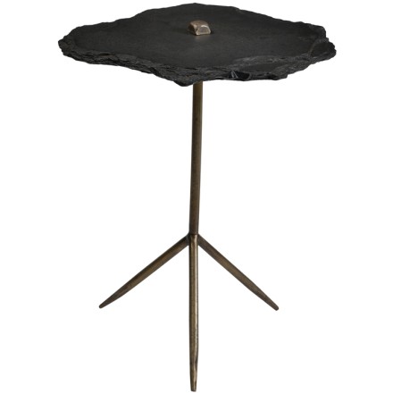 PIEDRA SIDE TABLE ΓΚΡΙ ΣΚΟΥΡΟ BRASS ANTIQUE 48x44xH60cm