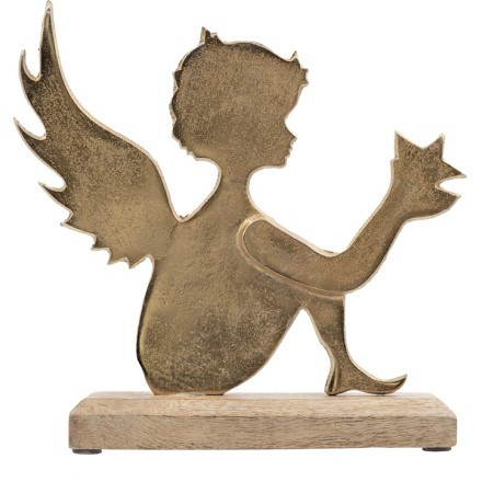 SACRO 3 ΧΡΙΣΤΟΥΓΕΝΝΙΑΤΙΚΟΣ ΑΓΓΕΛΟΣ ΞΥΛΟ BRASS 22x5xΥ21cm