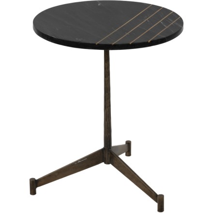 SIXTIES SIDE TABLE ΜΑΥΡΟ BRASS ANTIQUE D46xH55cm