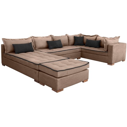 SOFRA ΚΑΝΑΠΕΣ ΓΩΝΙΑ ΣΕ ΣΧΗΜΑ Π LATTE ΑΝΘΡΑΚΙ 370x230/260xH80cm
