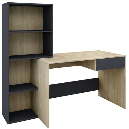 TWINGO ΓΡΑΦΕΙΟ ΒΙΒΛΙΟΘΗΚΗ SONOMA ΓΚΡΙ ΣΚΟΥΡΟ 160x60xH145cm