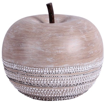 ULMUS DECO ΜΗΛΟ POLYRESIN ΦΥΣΙΚΟ ΛΕΥΚΟ D16,5xH15cm