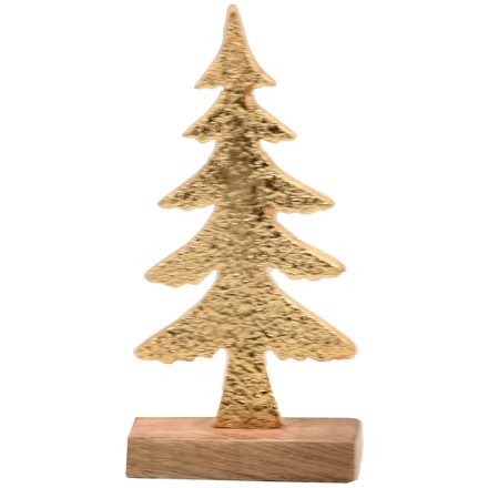 XMAS ORO ΔΕΝΤΡΟ ΑΛΟΥΜΙΝΙΟ ΞΥΛΟ MANGO ΧΡΥΣΟ ΦΥΣΙΚΟ 14x5xH22cm