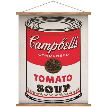 Campbell's soup can tomato, paint on canvas