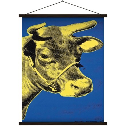 Yellow Cow on Blue Background