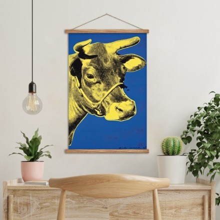 Yellow Cow on Blue Background Μαγνητικός Πίνακας