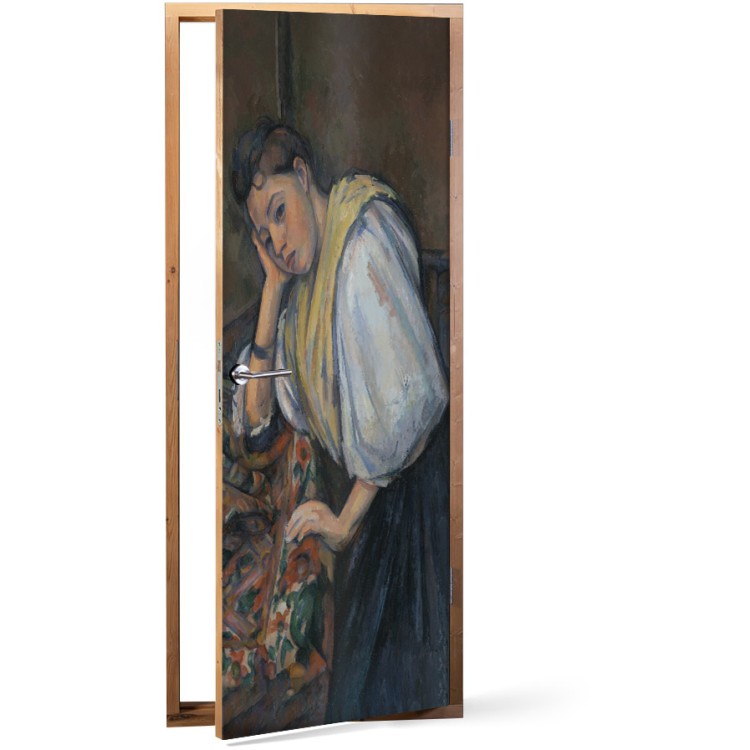 Αυτοκόλλητο Πόρτας Young Italian Woman at a Table (1)
