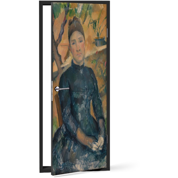 Αυτοκόλλητο Πόρτας Portrait of Madame Cézanne in the Conservatory