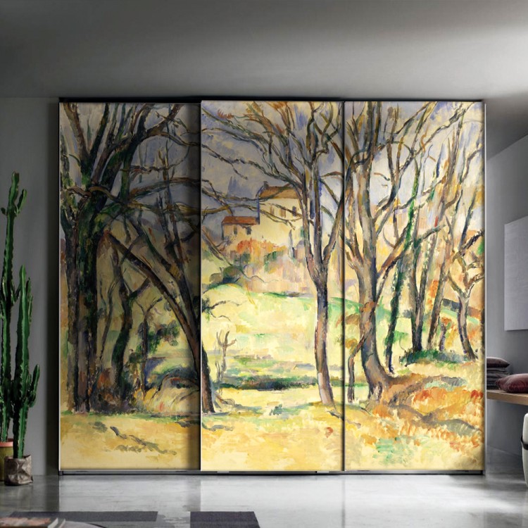 Αυτοκόλλητο Ντουλάπας Trees and Houses Near the Jas de Bouffan, Oil on canvas