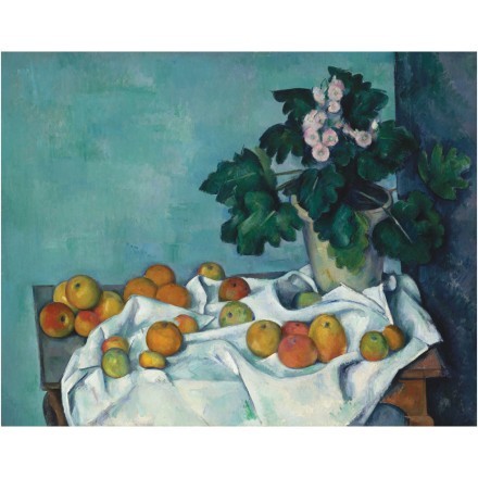 Still Life with Apples and a Pot of Primroses, Oil on canvas