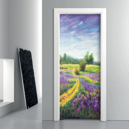 Paint landscape purple flower meadow