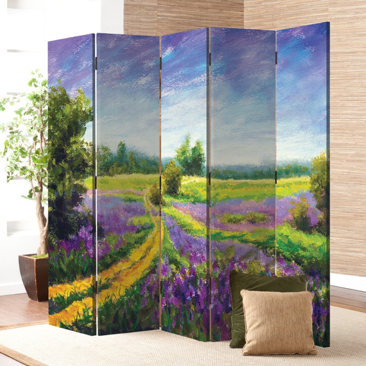 Παραβάν Purple flowers field oil painting