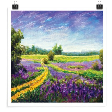Paint landscape purple flower meadow Πόστερ