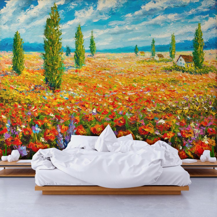 Ταπετσαρία Τοίχου Floral Meadow Oil Painting