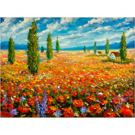 Floral Meadow Oil Painting