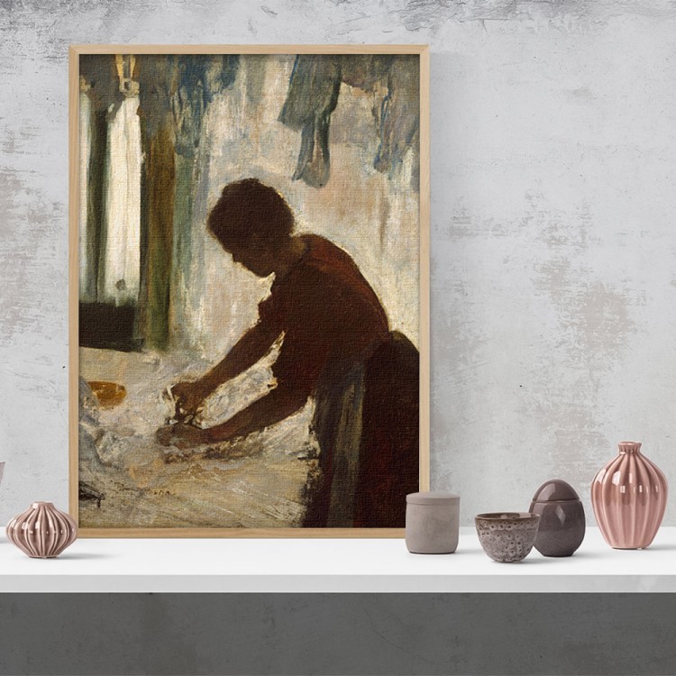 Πίνακας σε Καμβά Oil painting with a woman ironing