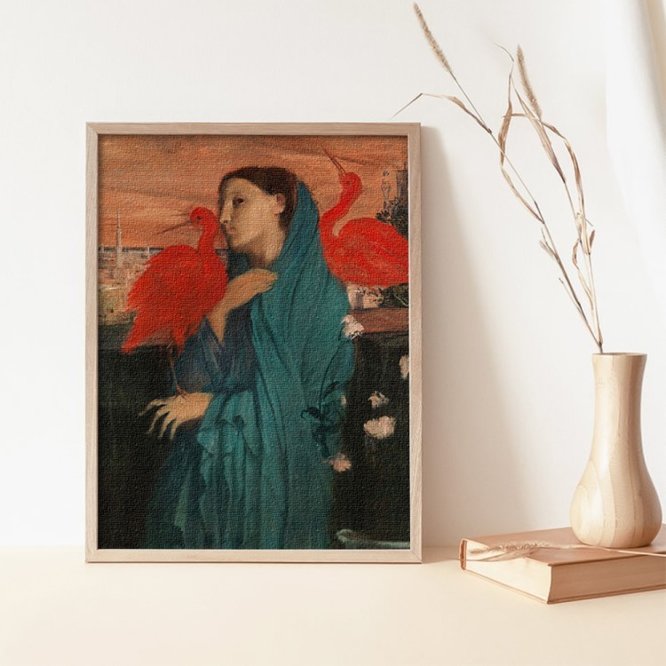 Πίνακας σε Καμβά Young Woman with Ibis
