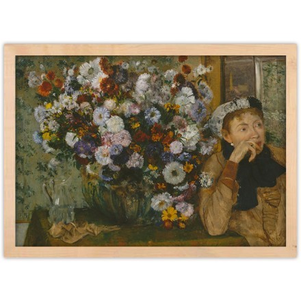 A Woman Seated beside a Vase of Flowers