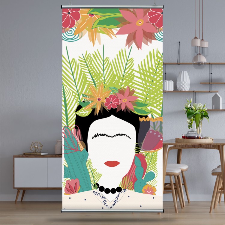 Διαχωριστικό Panel Portrait of Frida Kahlo with palm leaves