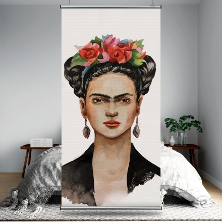 Frida Kahlo with a wreath on her head and a black handkerchief Διαχωριστικό Panel