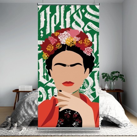 Frida Kahlo on green-white background Διαχωριστικό Panel