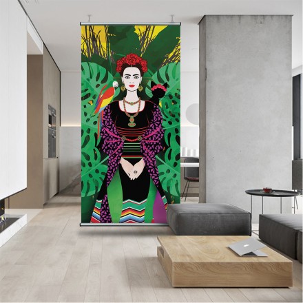 Frida Kahlo with floral background Διαχωριστικό Panel