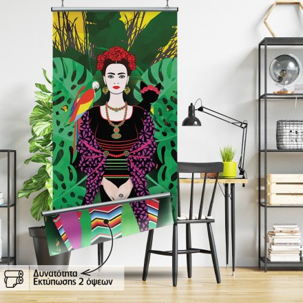 Frida Kahlo with floral background