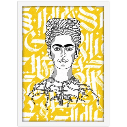 Yellow abstract calligraphy of Frida Kahlo