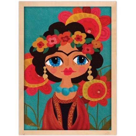 Frida Kahlo Floral Exotic Portrait on colorful flower