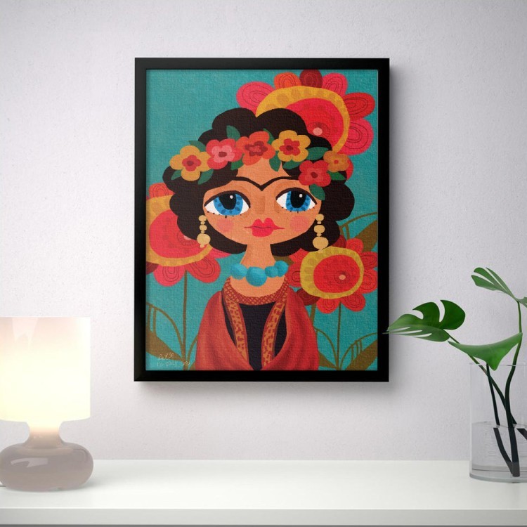 Πίνακας σε Καμβά Frida Kahlo Floral Exotic Portrait on colorful flower