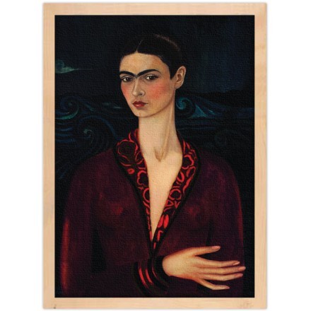Frida kahlo in a dark red dress