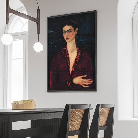 Frida kahlo in a dark red dress Πίνακας σε Καμβά