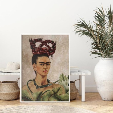 Frida Kahlo with a red braid Πίνακας σε Καμβά