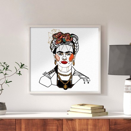 Frida Kahlo Lineart Πίνακας σε Καμβά