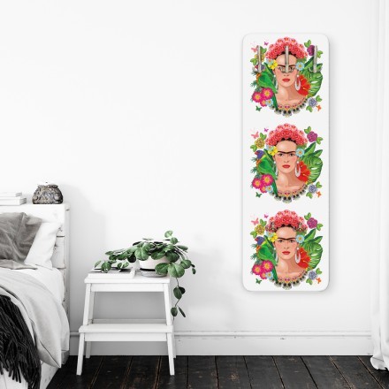 Frida Kahlo Floral Exotic Portrait on White Vector Illustration