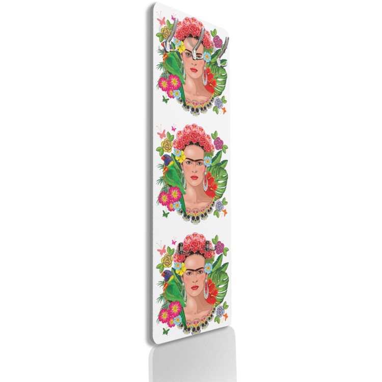 Κρεμάστρα - Καλόγερος Frida Kahlo Floral Exotic Portrait on White Vector Illustration