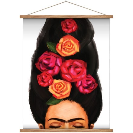  Portrait of Frida with closed eyes and flowers in her hair