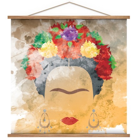 Frida Kahlo vector portrait, watercolor style