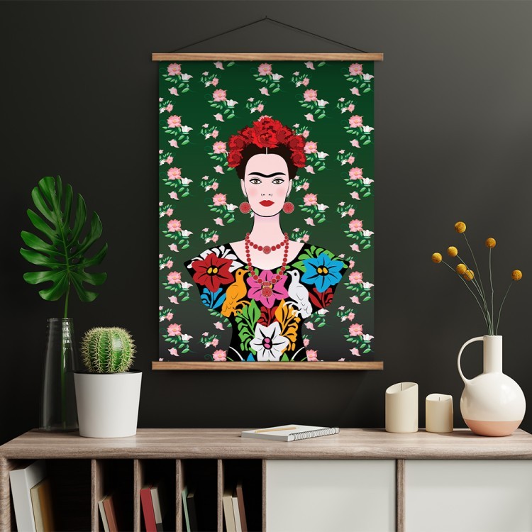 Μαγνητικός Πίνακας Frida Kahlo portrait, mexican woman with a traditional hairstyle