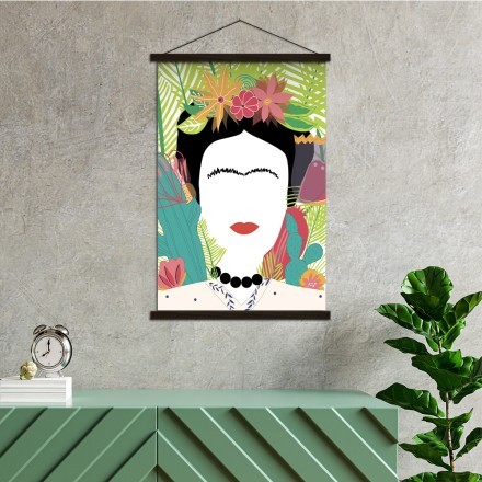 Floral Πορτρέτο της Frida Kahlo Μαγνητικός Πίνακας