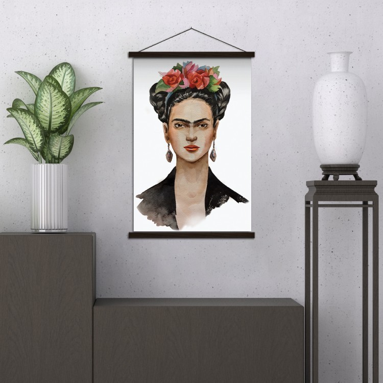 Μαγνητικός Πίνακας Artist Frida Kahlo with a wreath on her head and a black handkerchief