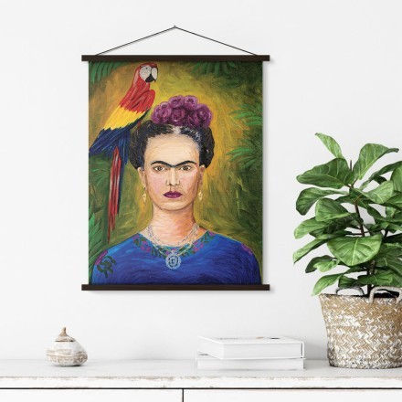 Exotic Frida Kahlo with parrot Μαγνητικός Πίνακας