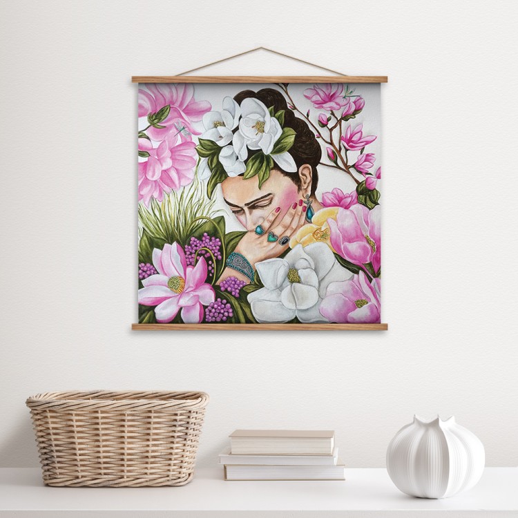 Μαγνητικός Πίνακας Frida Kahlo surrounded by flowers