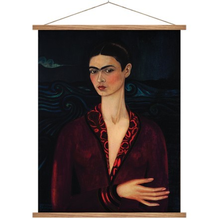 Frida kahlo in a dark red dress