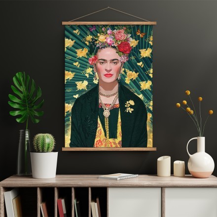 Frida Kahlo - Yellow floral pattern Μαγνητικός Πίνακας