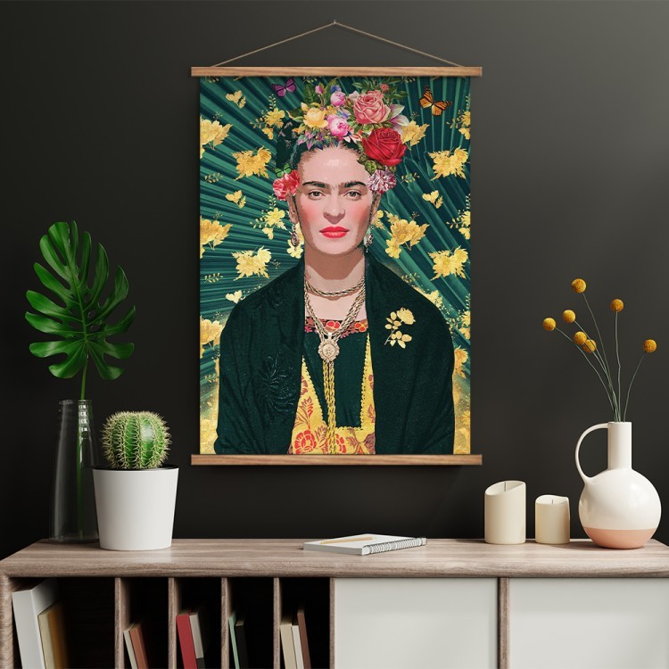 Μαγνητικός Πίνακας Frida Kahlo - Yellow floral pattern