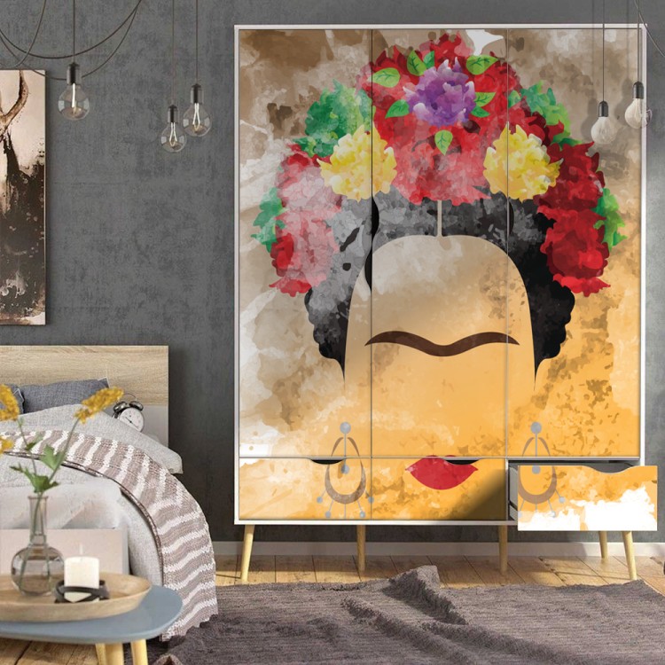 Αυτοκόλλητο Ντουλάπας Πορτρέτο της Frida Kahlo, watercolor style