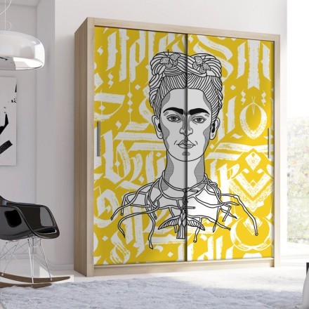 Abstract lineart of Frida Kahlo Αυτοκόλλητο Ντουλάπας